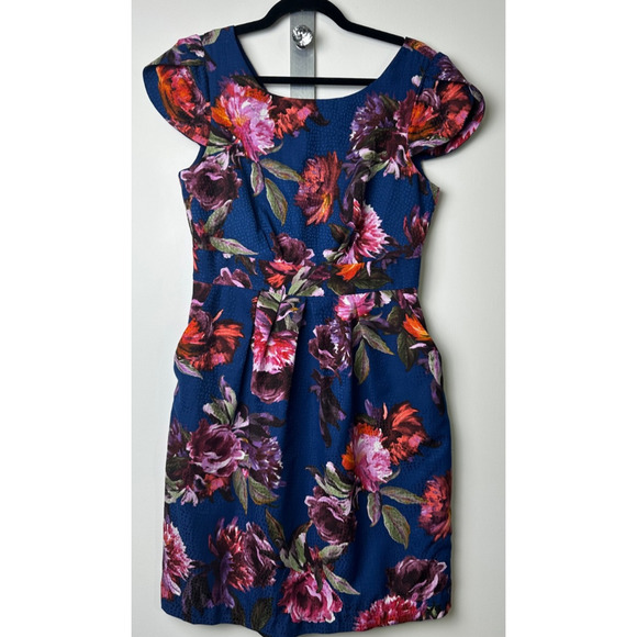 Anthropologie Moulinette Soeurs 8 Rosado Blue Floral Sheath Dress Cocktail B19 - Picture 3 of 9